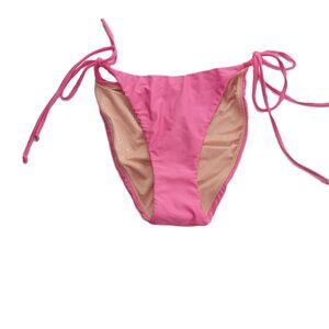 J. Crew Women's Curved Waist Cheeky String Bikini Bottom Size Medium Pink Beads
